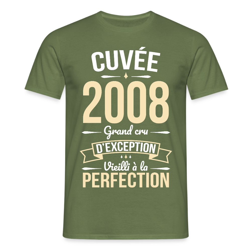 T-shirt anniversaire homme 18 ans – Cuvée 2008, Grand cru d’exception - vert militaire