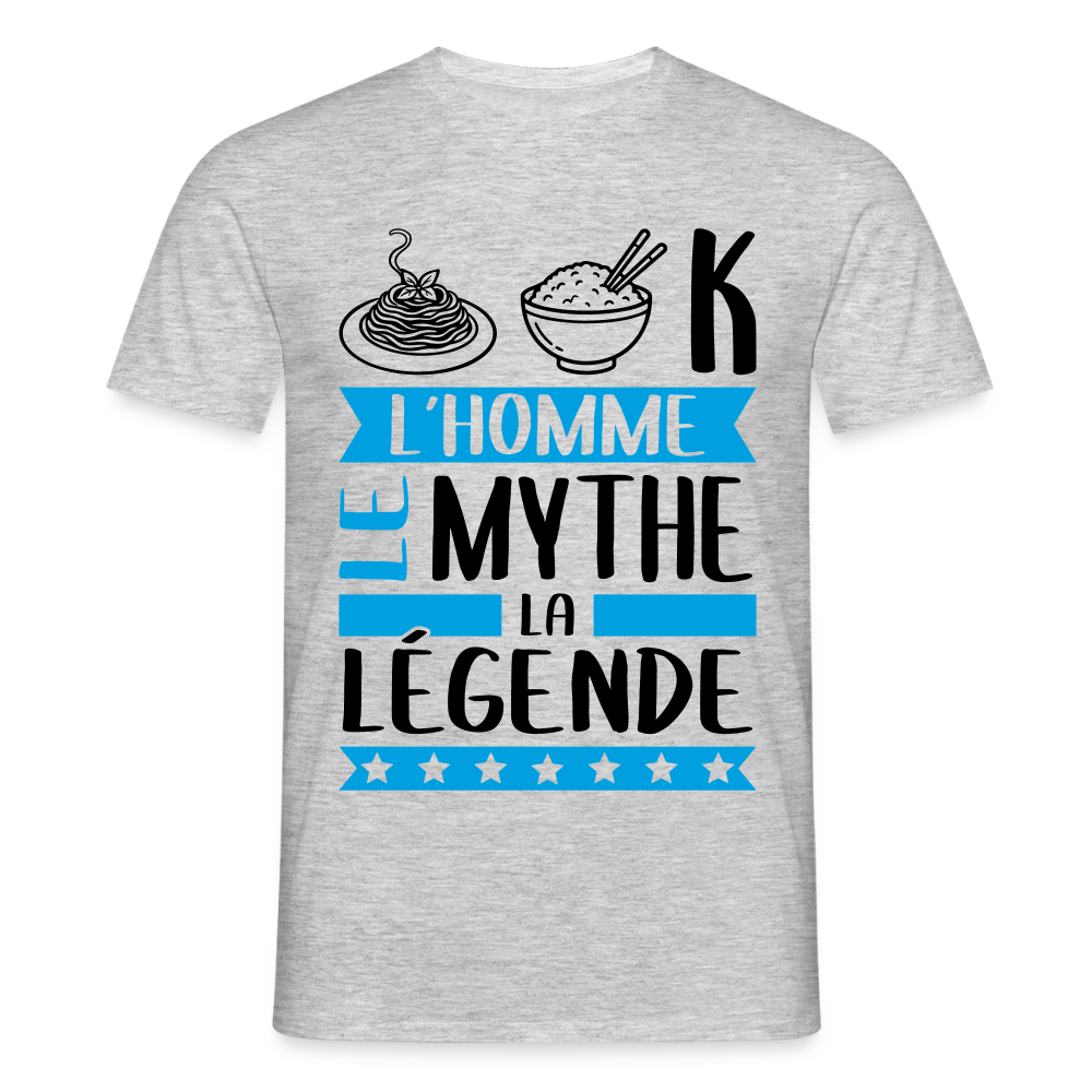 T-shirt homme coloris clair Patrick en rébus – L’homme, le mythe, la légende - gris chiné