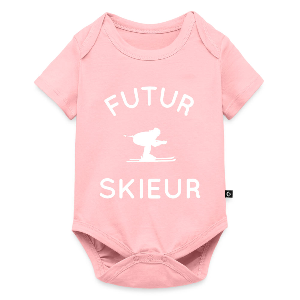 Body Bébé bio manches courtes - Futur skieur - rose