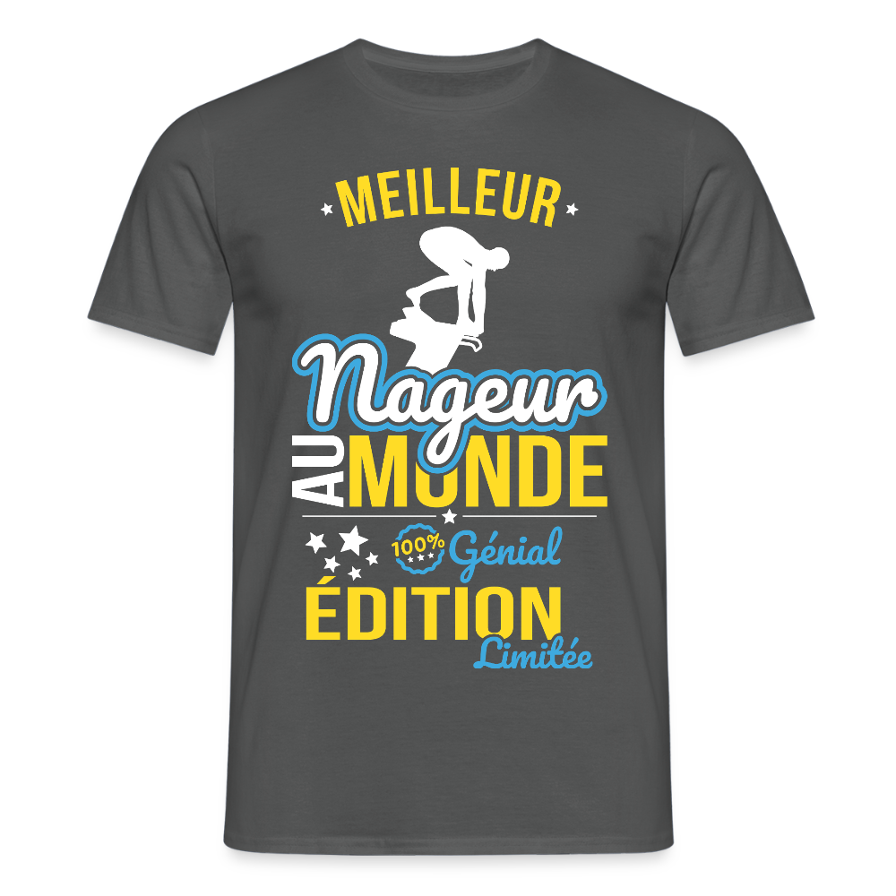 T-shirt Homme - Meilleur Nageur au monde - 100% génial - charbon