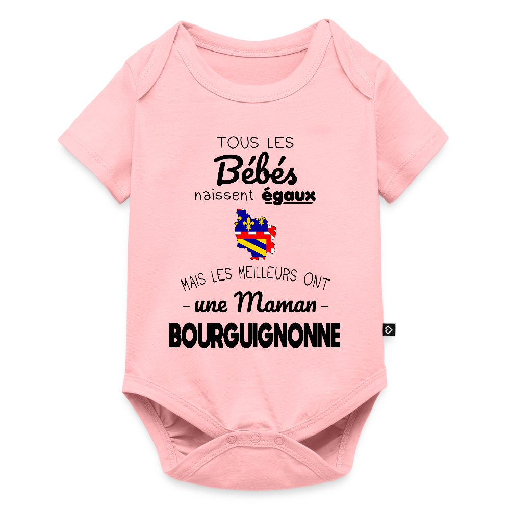 Body Bébé bio manches courtes - Les Meilleurs Ont Une Maman Bourguignonne - rose