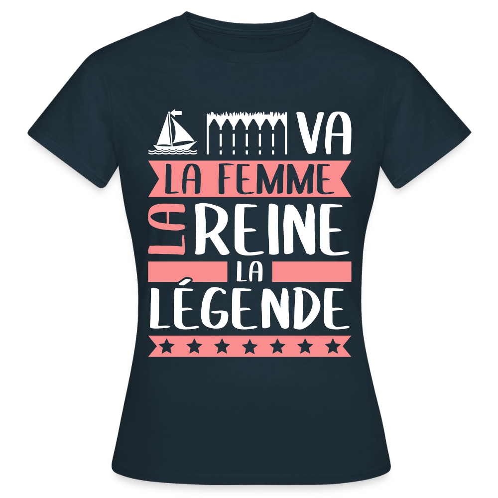 T-shirt femme Maëva rébus – La femme, la reine, la légende - marine