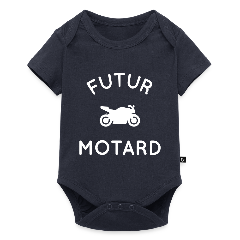 Body Bébé bio manches courtes - Futur motard - bleu marine