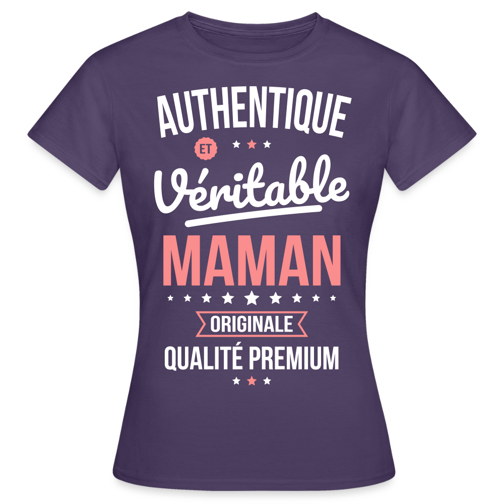 T-shirt Femme - Authentique et véritable Maman - violet foncé