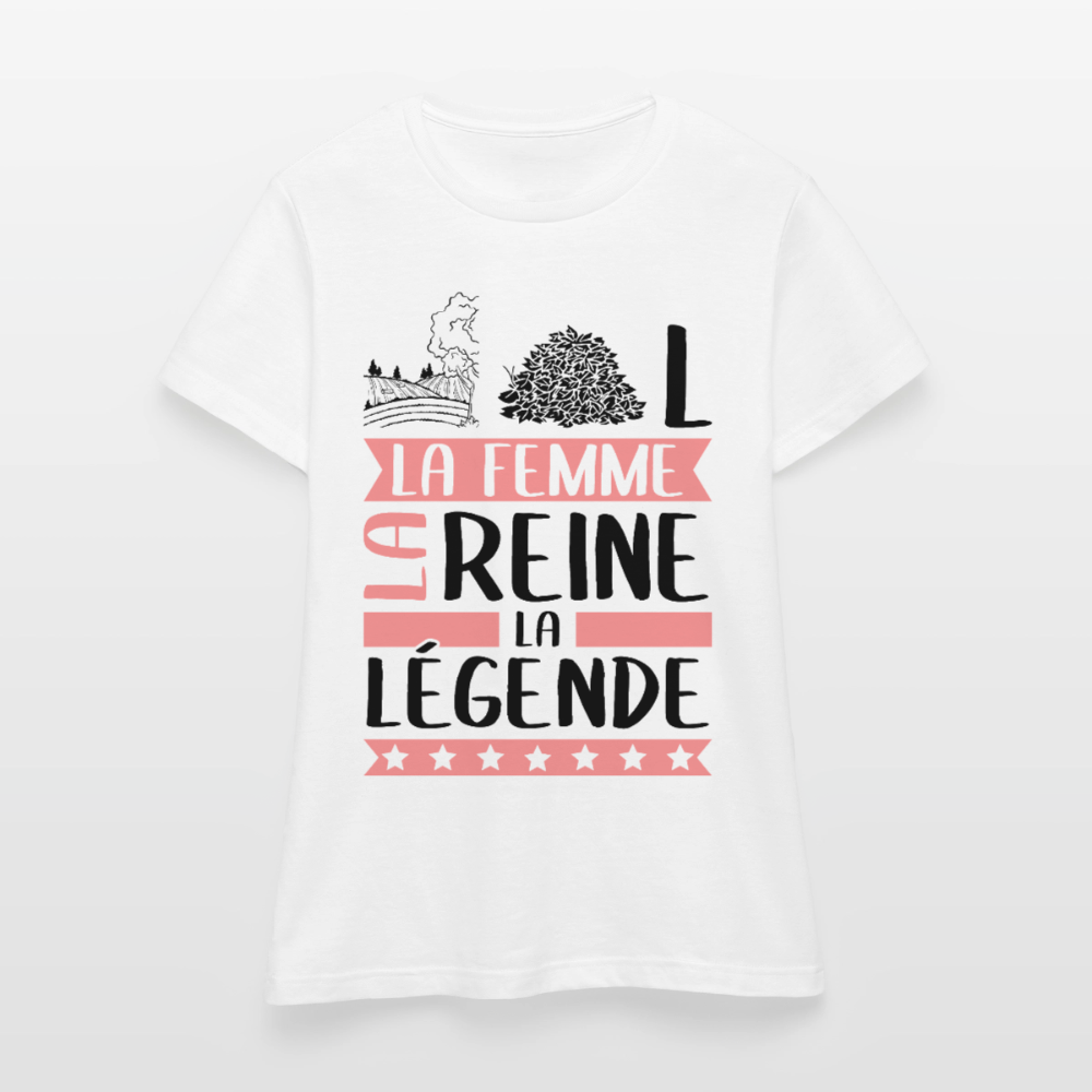 T-shirt femme coloris clair Chantal en rébus – La femme, la reine, la légende - blanc