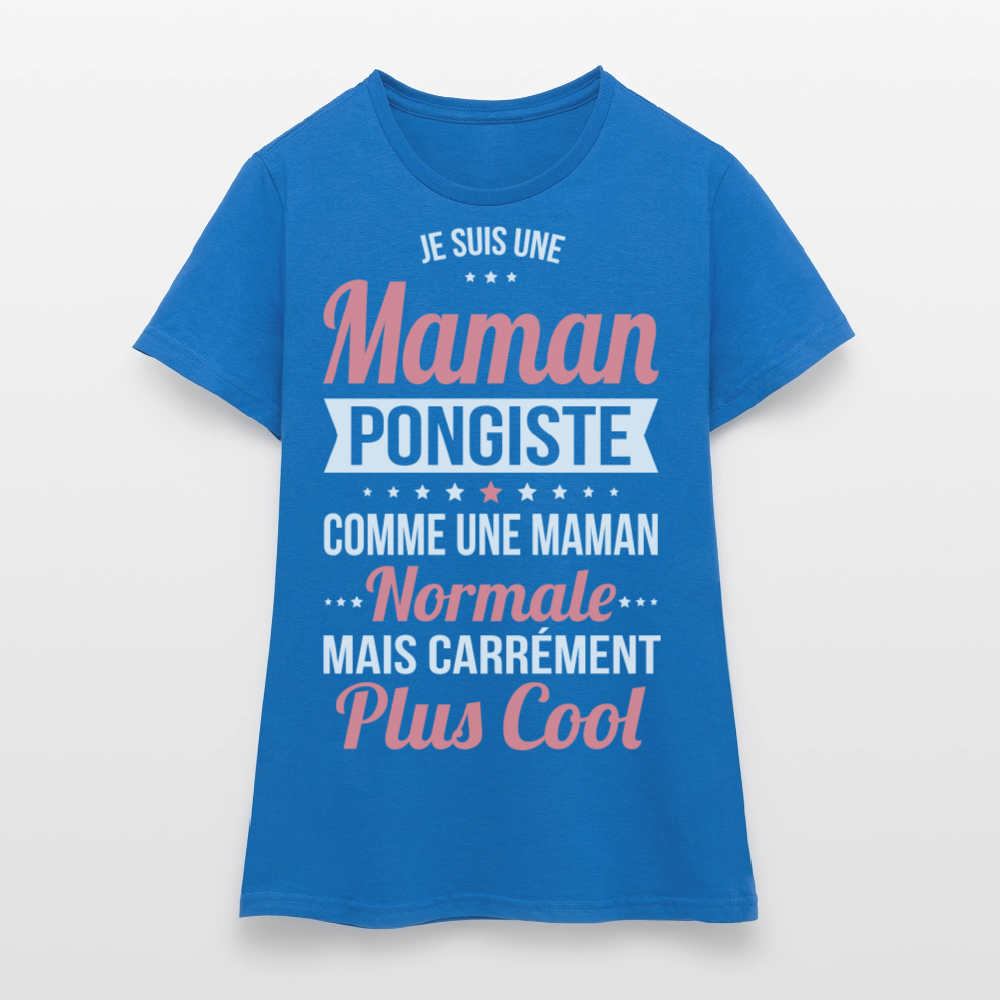 T-shirt Femme - Maman pongiste plus cool - bleu royal