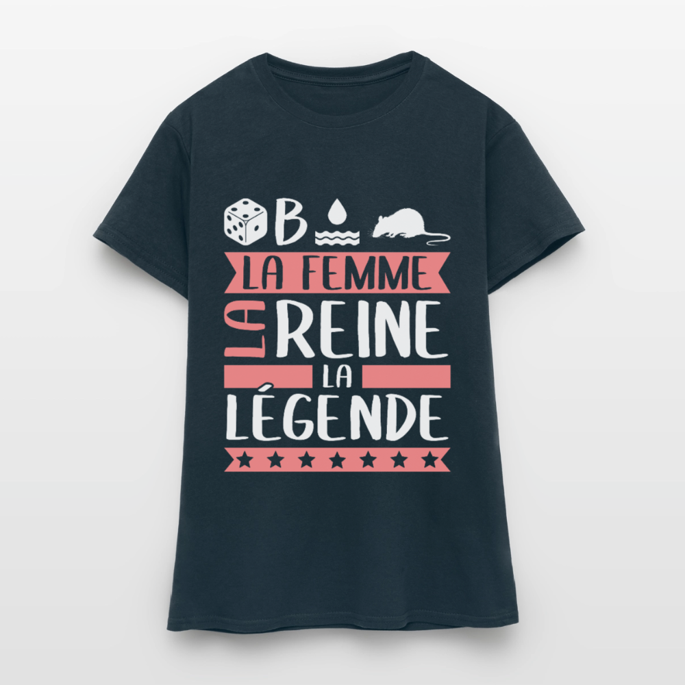 T-shirt femme Déborah rébus – La femme, la reine, la légende - marine
