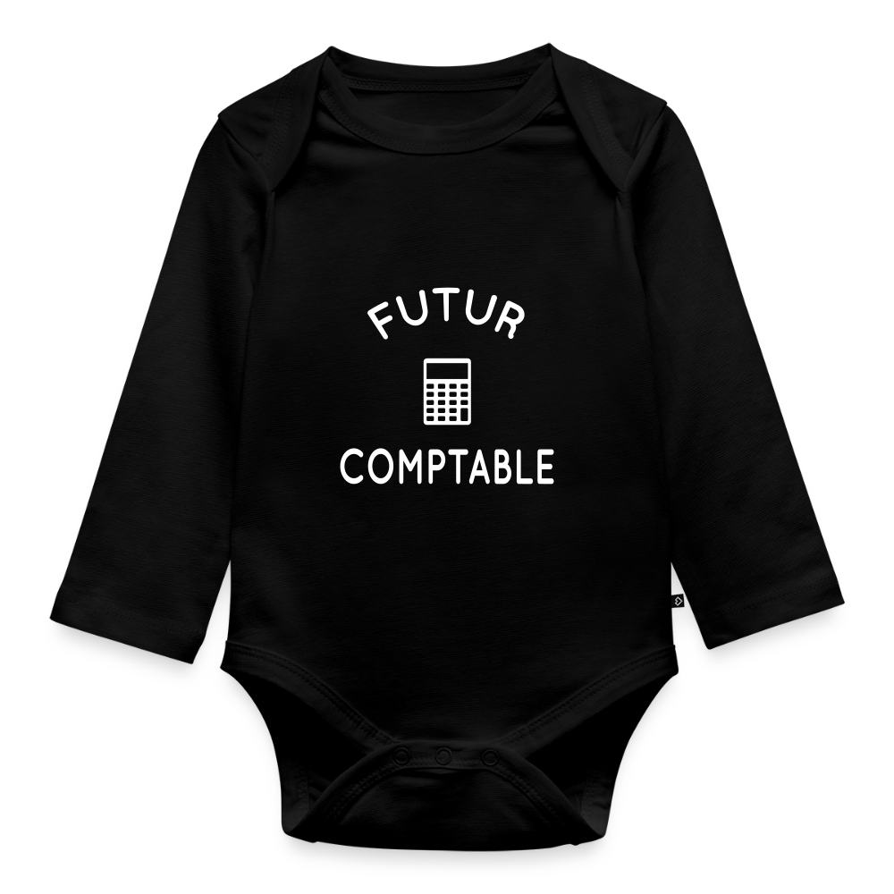 Body Bébé bio manches longues - Futur comptable - noir