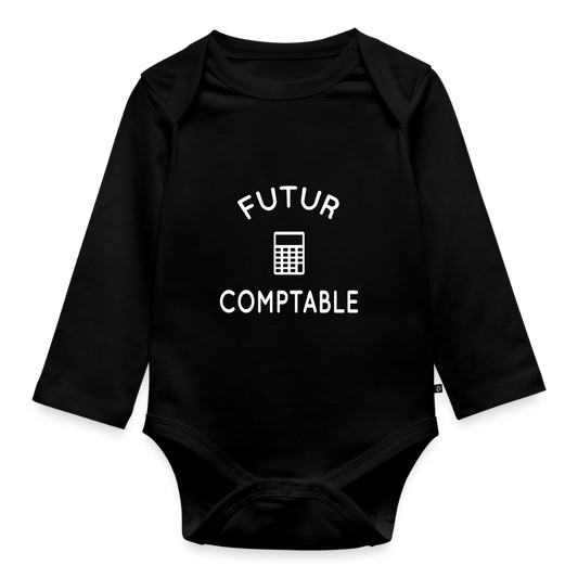 Body Bébé bio manches longues - Futur comptable - noir