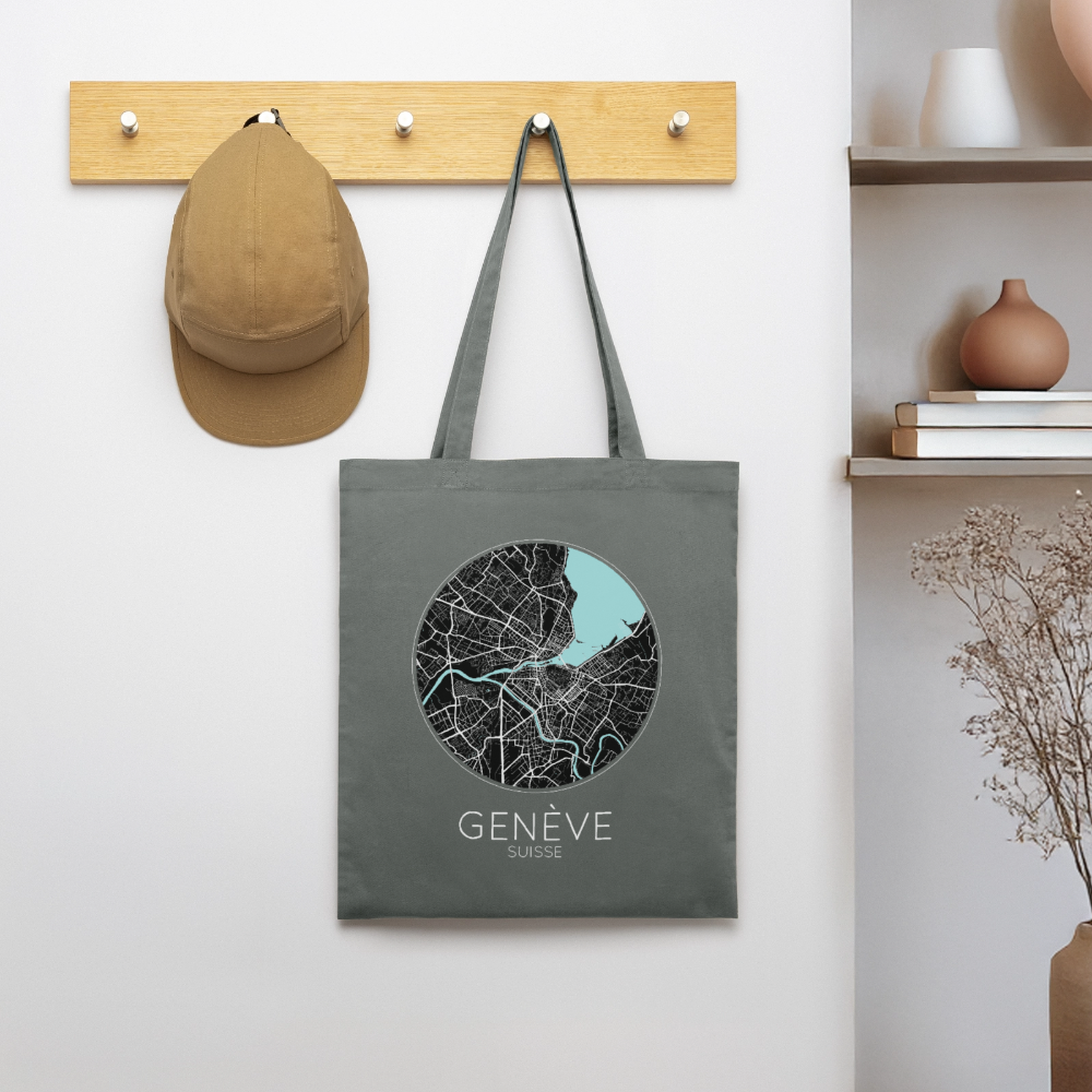 Tote Bag Genève Bio – Plan de Genève - charbon