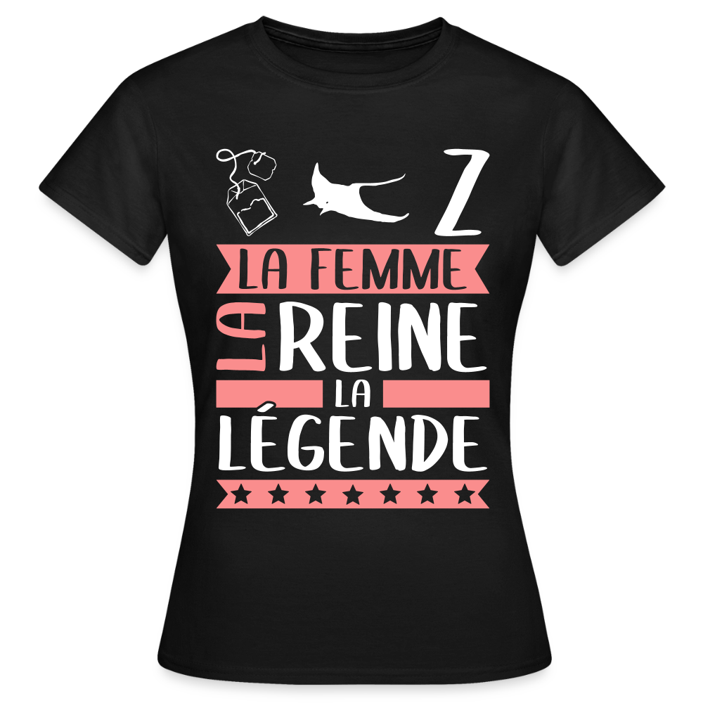 T-shirt femme Thérèse rébus – La femme, la reine, la légende - noir