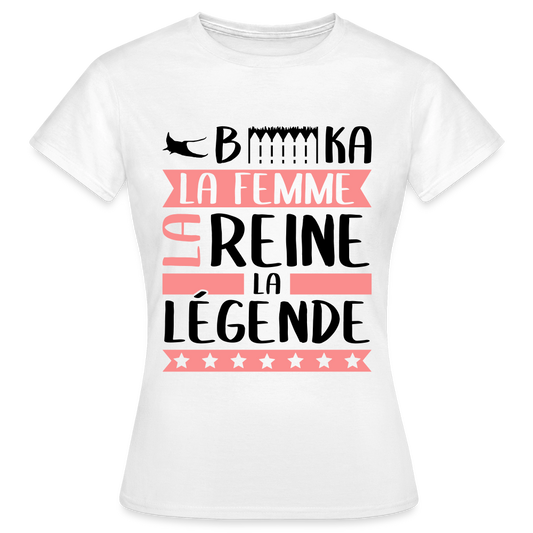 T-shirt femme coloris clair Rébecca rébus – La femme, la reine, la légende - blanc