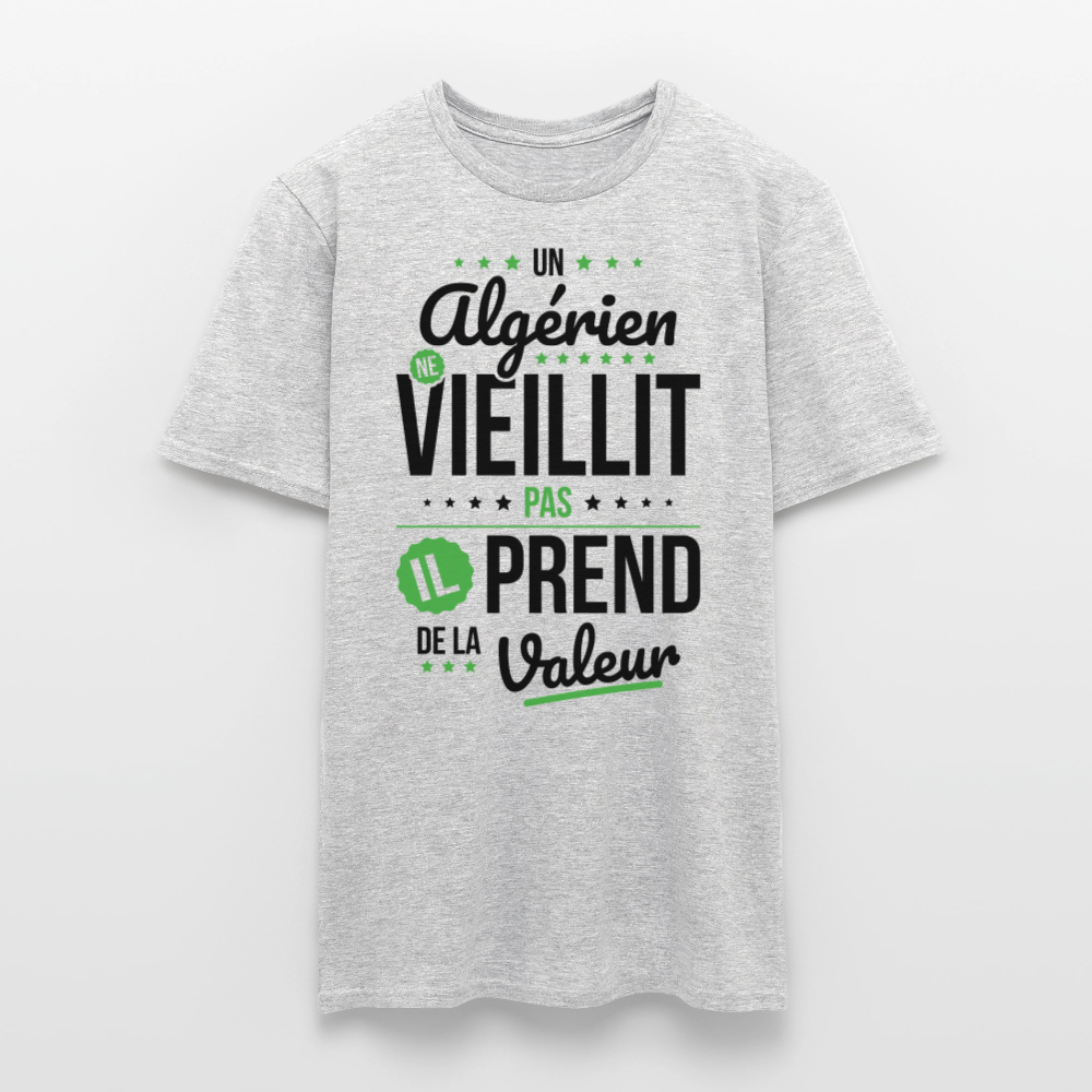 T-shirt Homme - Un Algérien ne vieillit pas - gris chiné