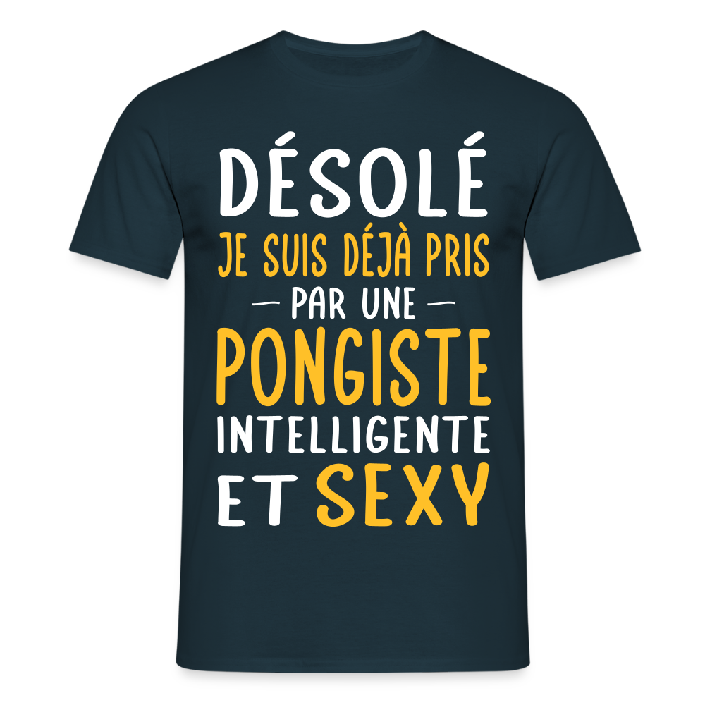 T-shirt Homme - Je suis pris par une pongiste intelligente et sexy - marine
