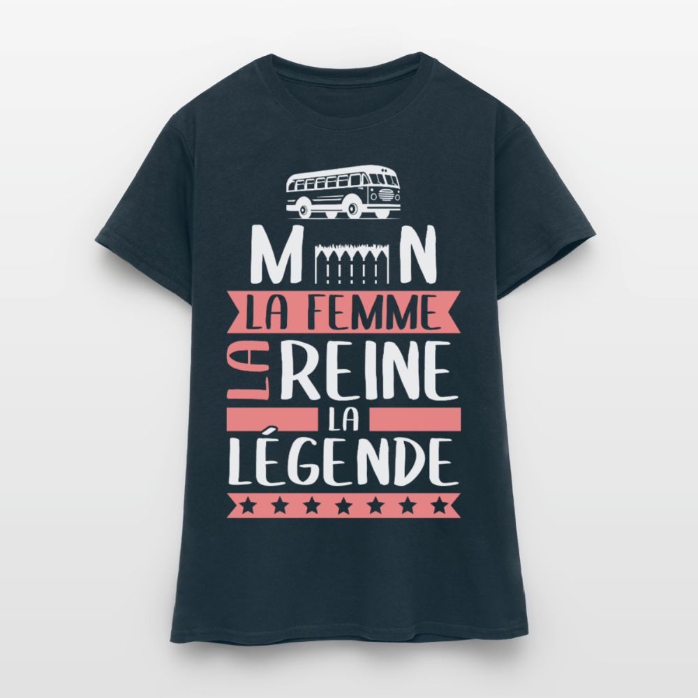 T-shirt femme Carmen rébus – La femme, la reine, la légende - marine