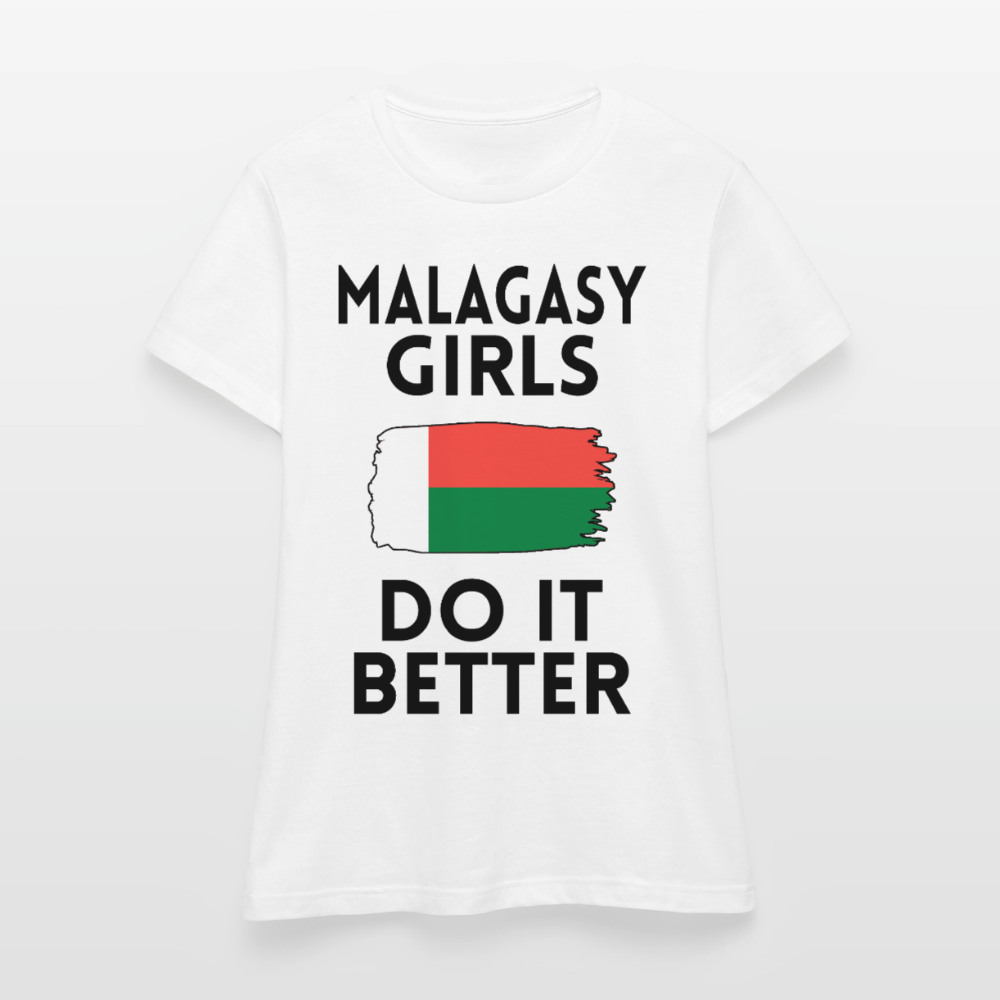 T-shirt femme coloris clair - Malagasy Girls Do It Better - blanc