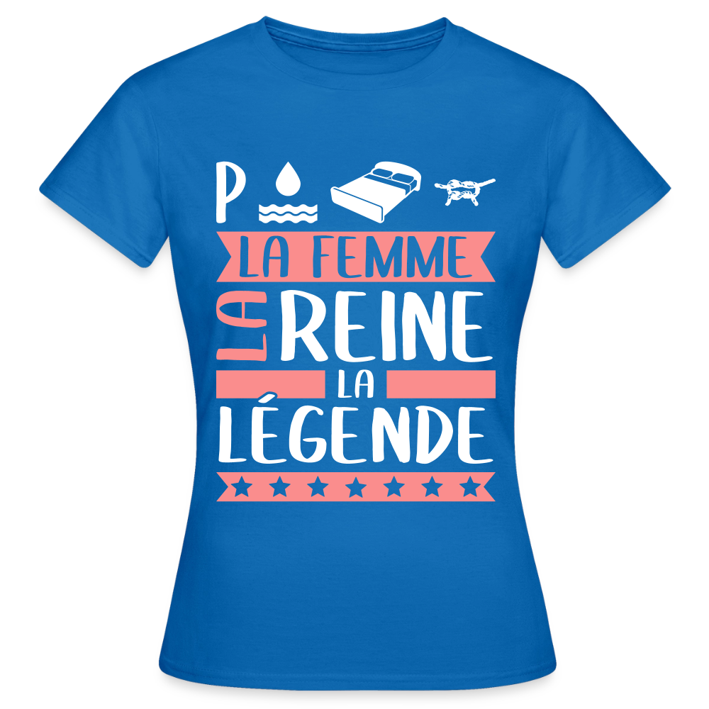 T-shirt femme Pauline rébus – La femme, la reine, la légende - bleu royal