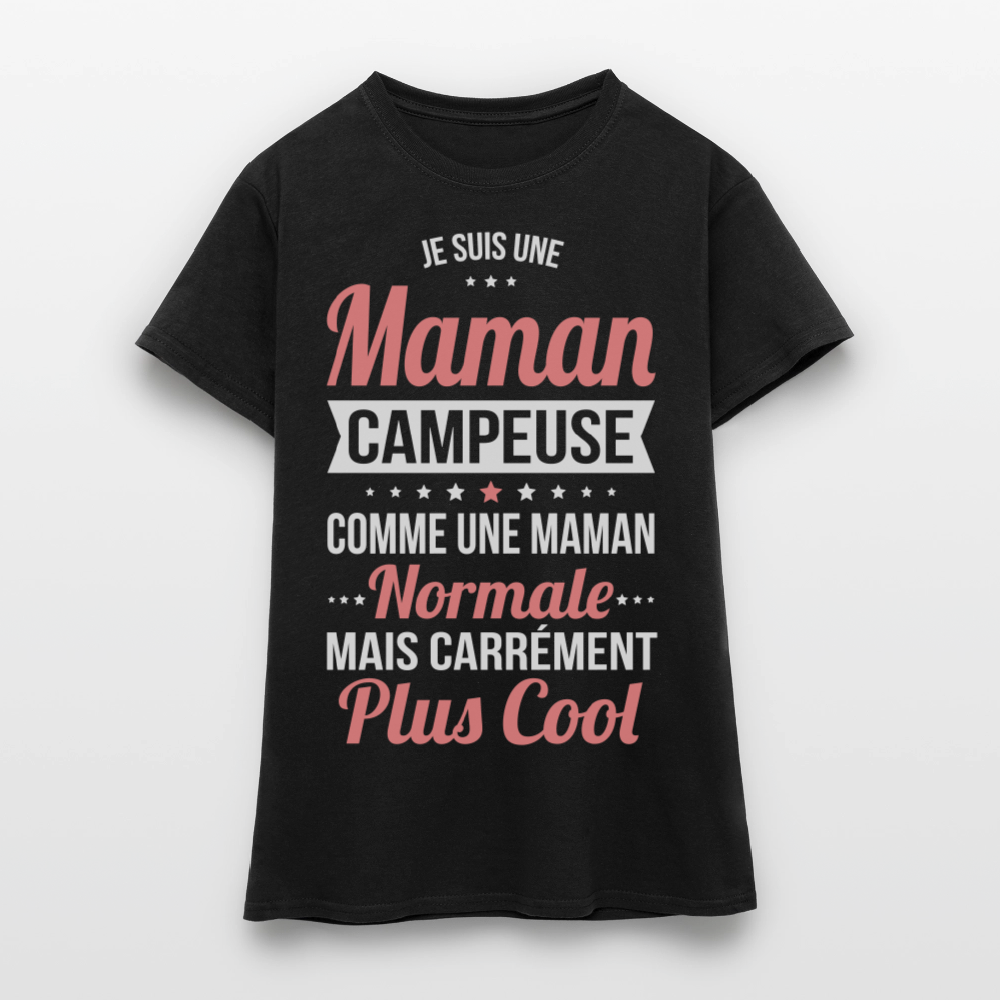 T-shirt Femme - Maman campeuse plus cool - noir