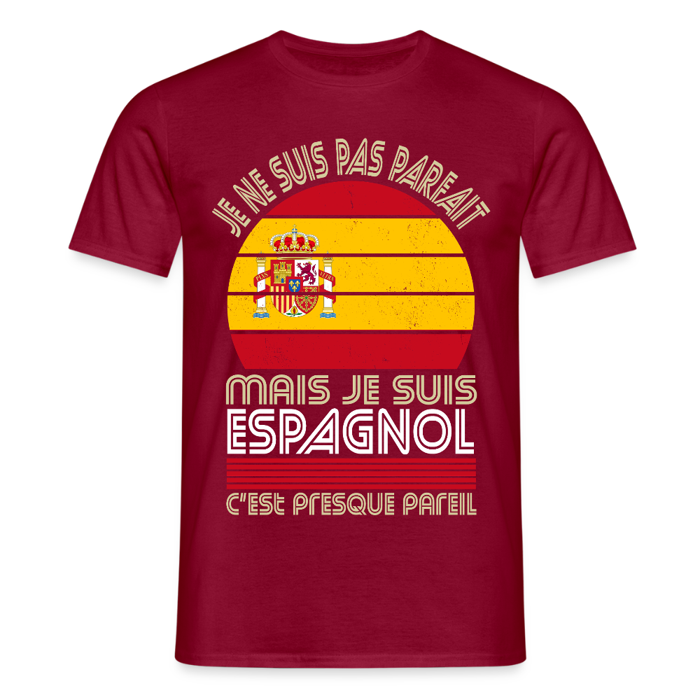 T-shirt Espagne homme humour – Je ne suis pas parfait mais je suis Espagnol - rouge brique