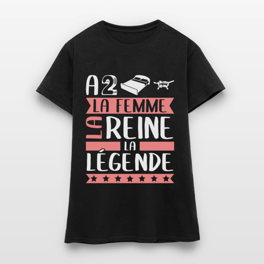 T-shirt femme Adeline rébus – La femme, la reine, la légende - noir