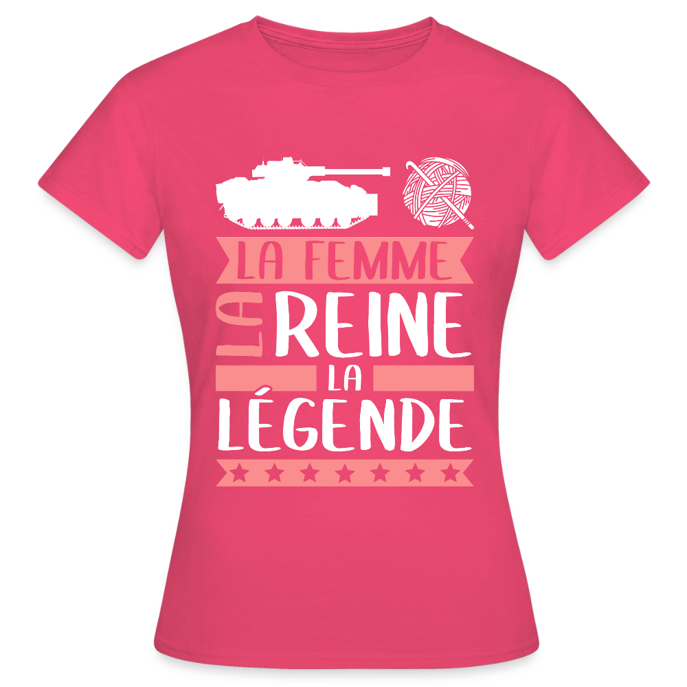 T-shirt femme Charlène rébus – La femme, la reine, la légende - rose azalée