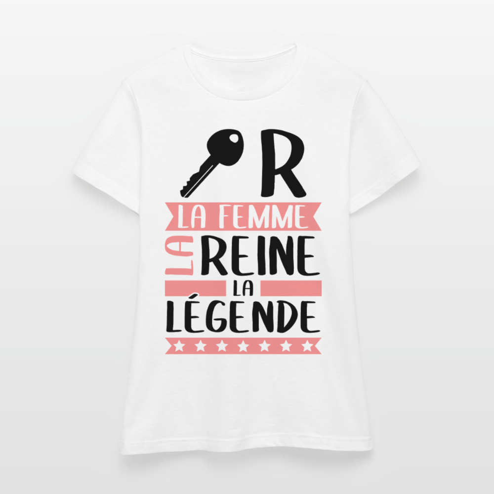T-shirt femme coloris clair Claire en rébus – La femme, la reine, la légende - blanc