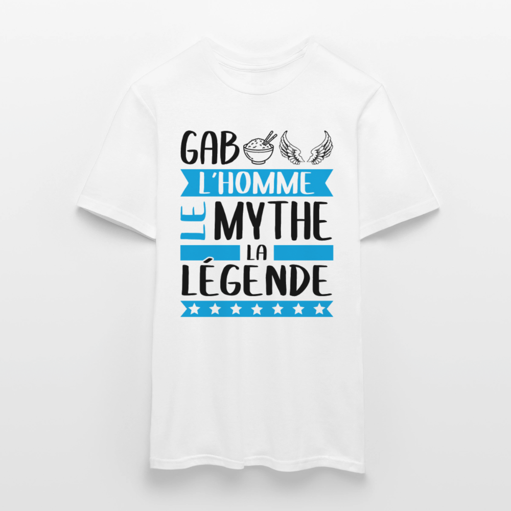 T-shirt homme coloris clair Gabriel en rébus – L’homme, le mythe, la légend - blanc