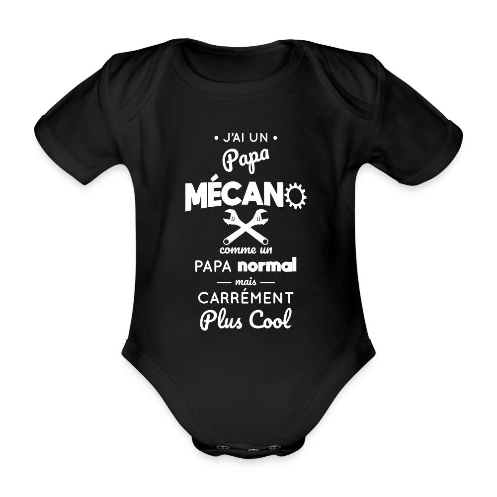 Body Bébé bio manches courtes - J'ai un papa mécano - noir
