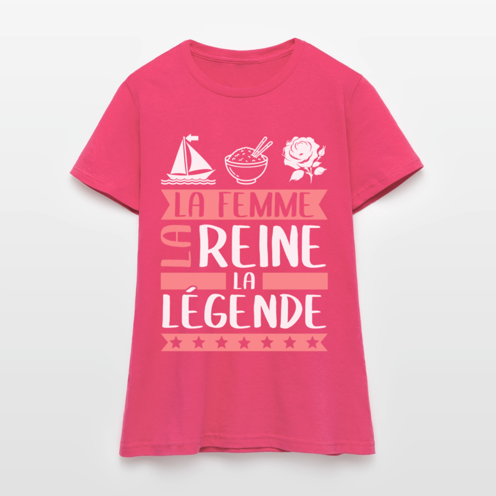 T-shirt femme Marie-Rose rébus – La femme, la reine, la légende - rose azalée
