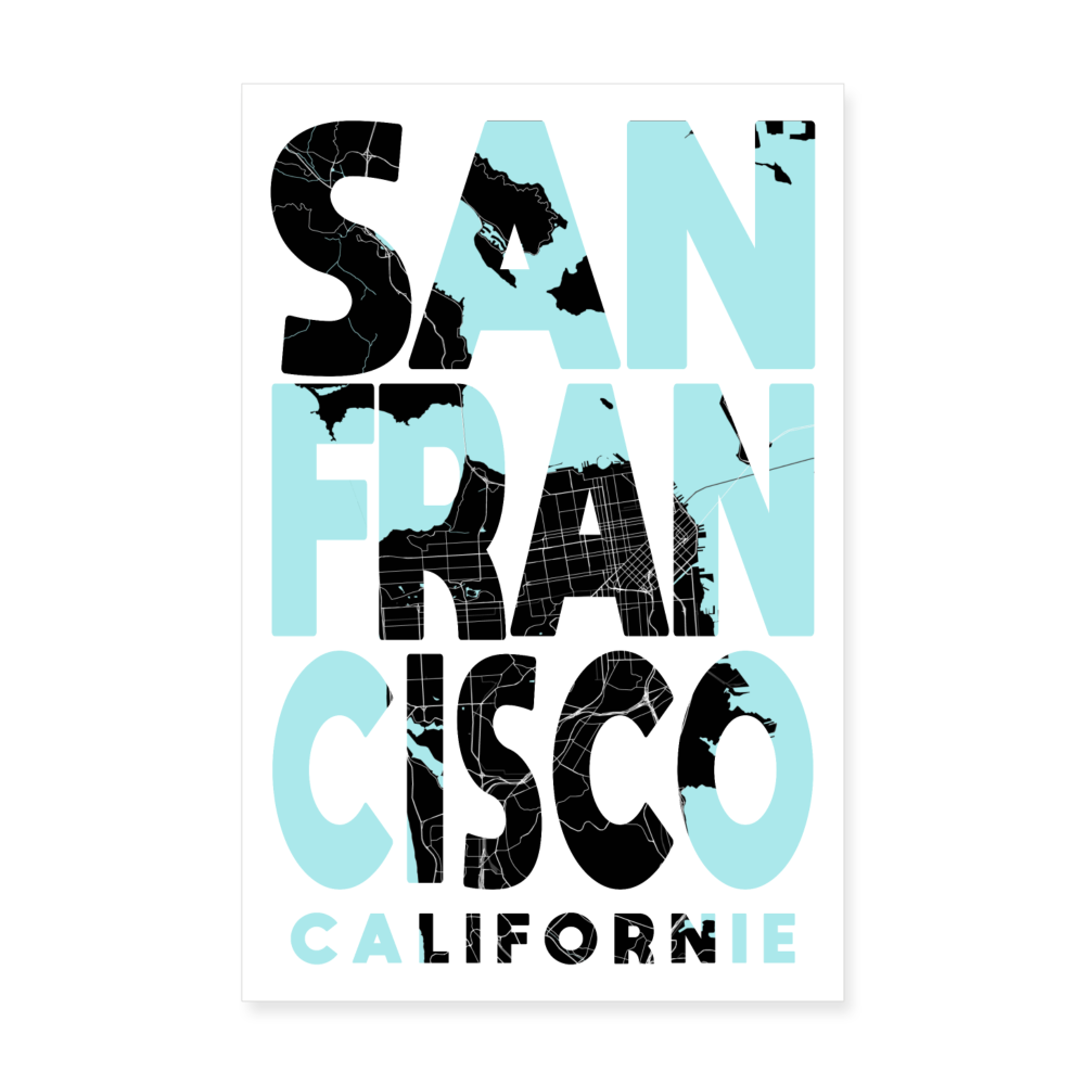 Poster San Francisco - Plan San Francisco - 20 x 30 cm - blanc