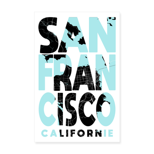 Poster San Francisco - Plan San Francisco - 20 x 30 cm - blanc