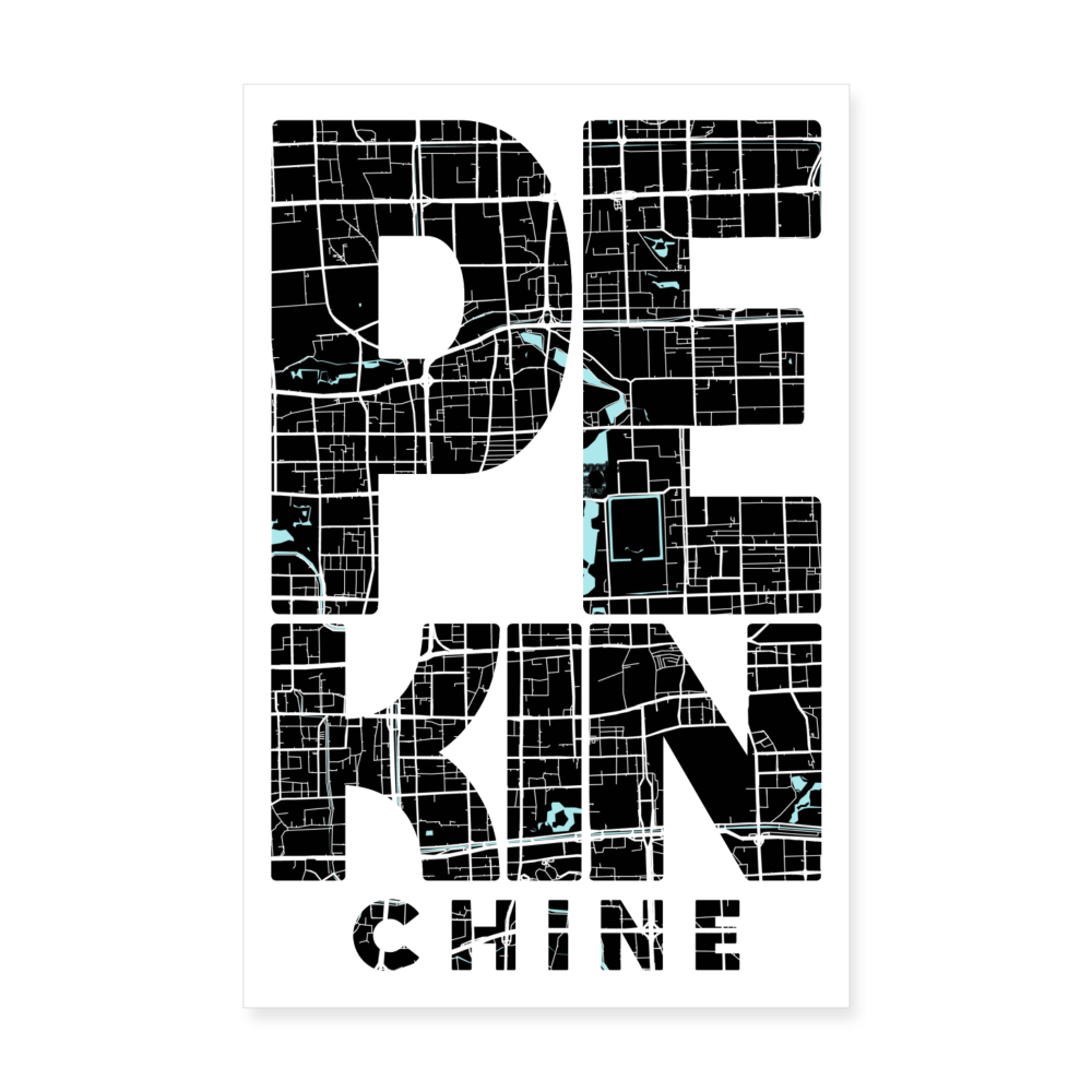 Poster Pékin - Plan Pékin - 20 x 30 cm - blanc