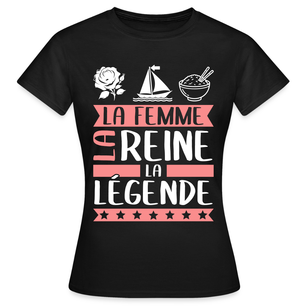 T-shirt femme Rose-Marie rébus – La femme, la reine, la légende - noir