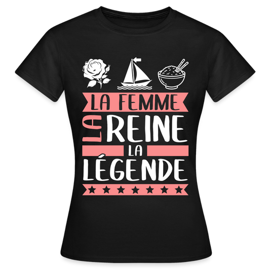 T-shirt femme Rose-Marie rébus – La femme, la reine, la légende - noir