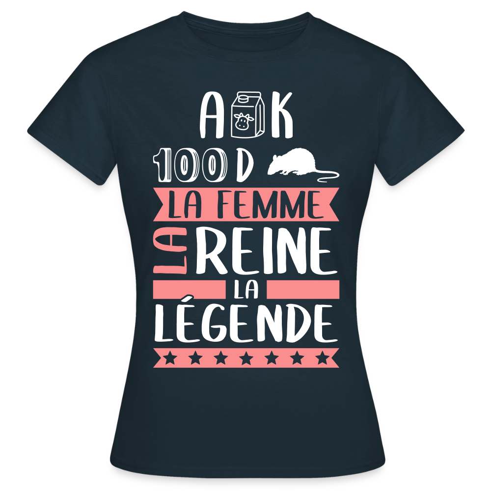 T-shirt femme Alexandra rébus – La femme, la reine, la légende - marine