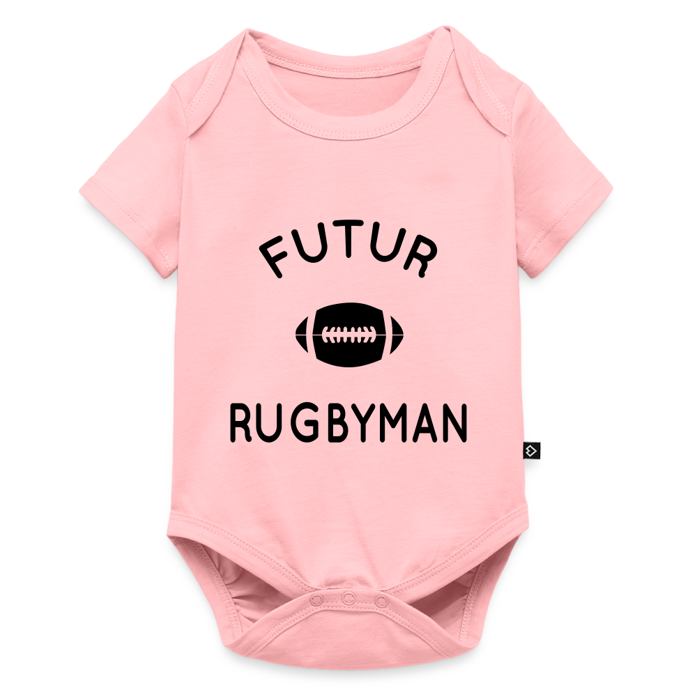 Body Bébé bio manches courtes - Futur rugbyman - rose