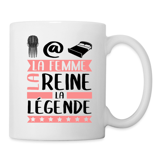 Mug blanc Nathalie rébus – La femme, la reine, la légende - blanc