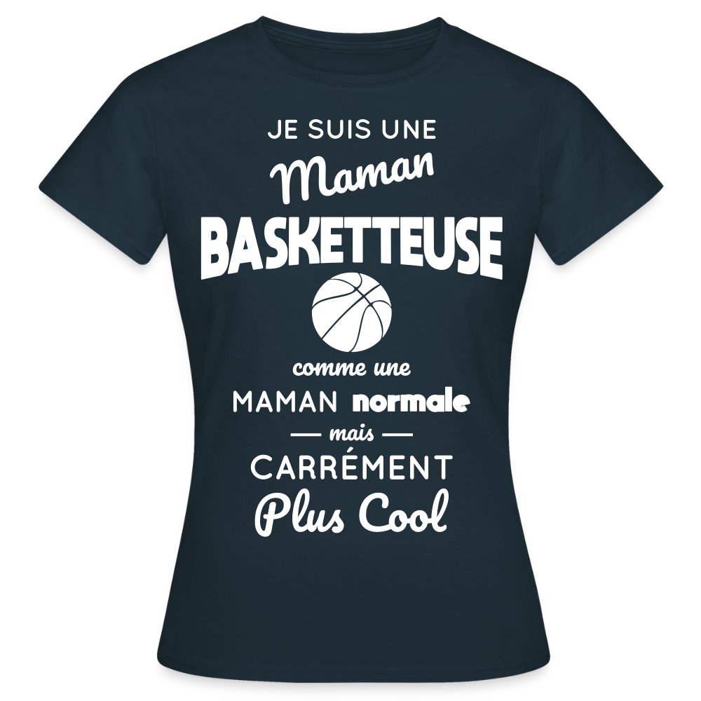 T-shirt Femme - Maman basketteuse plus cool - marine