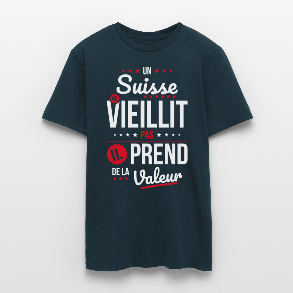 T-shirt Homme - Un Suisse ne vieillit pas - marine