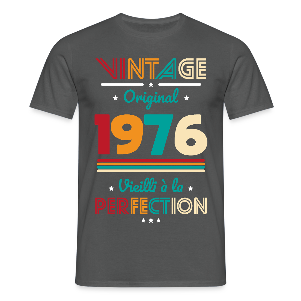 T-shirt anniversaire homme 50 ans – Vintage, original, 1976 - charbon