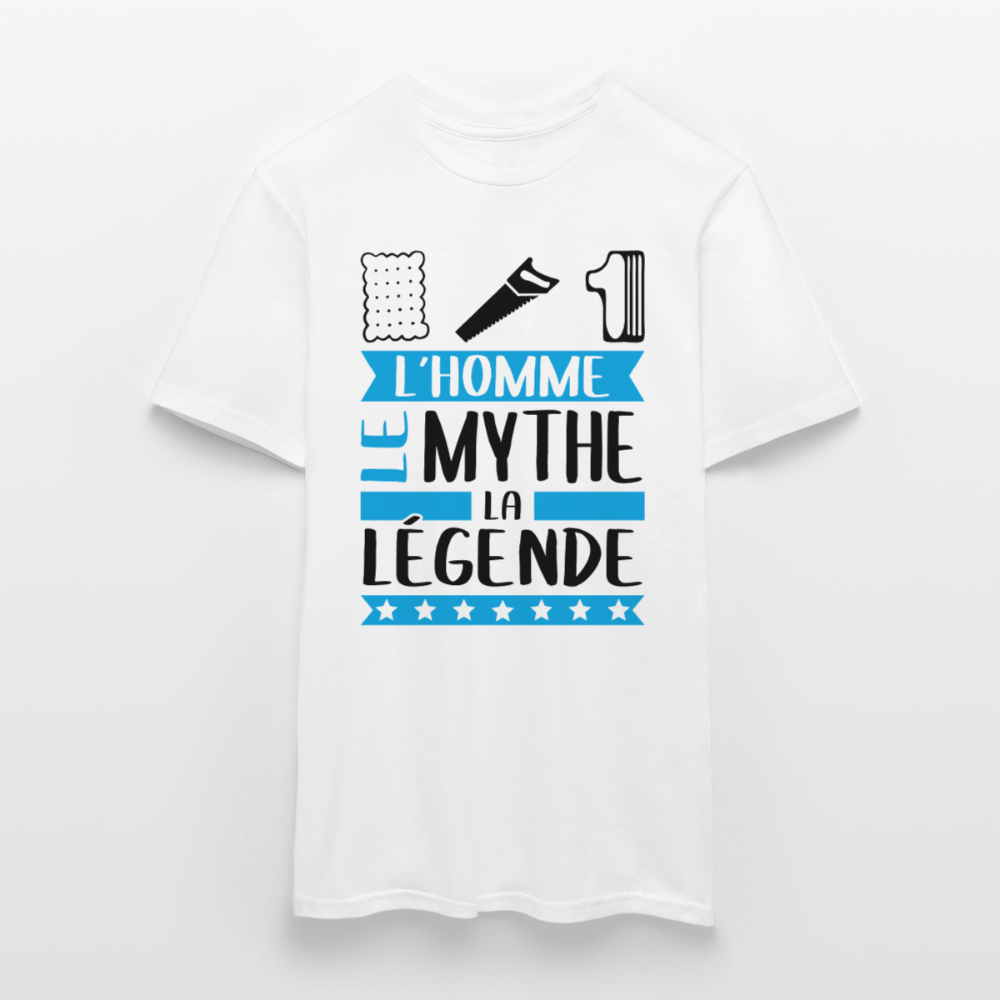 T-shirt homme coloris clair Lucien en rébus – L’homme, le mythe, la légende - blanc
