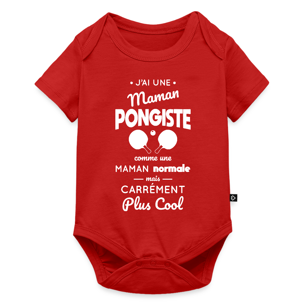 Body Bébé bio manches courtes - J'ai une maman pongiste - rouge