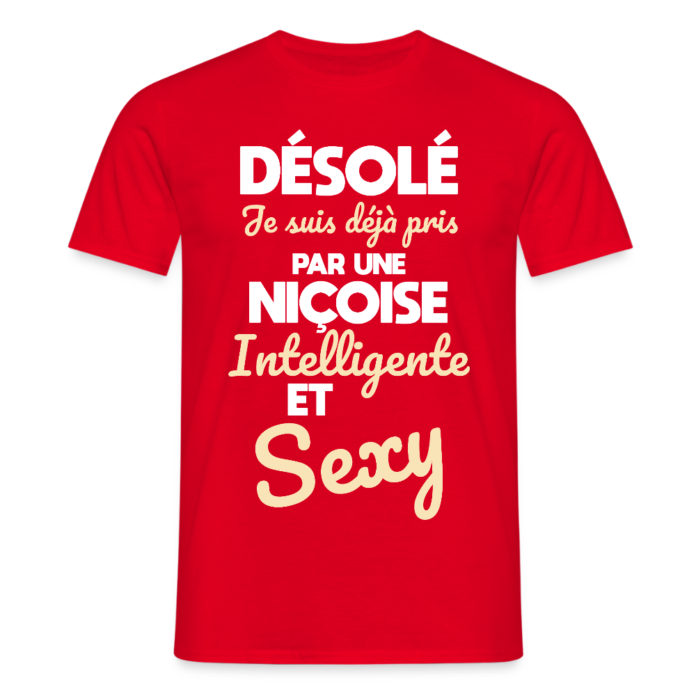 T-shirt Homme -  Je suis déjà pris par une Niçoise intelligente et sexy - rouge