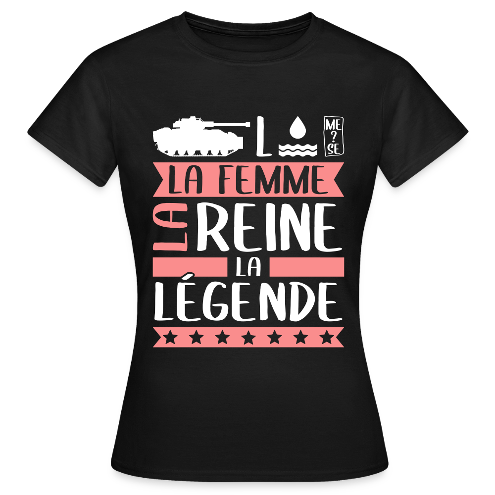 T-shirt femme Charlotte rébus – La femme, la reine, la légende - noir