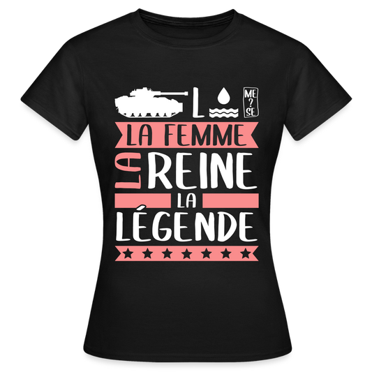 T-shirt femme Charlotte rébus – La femme, la reine, la légende - noir