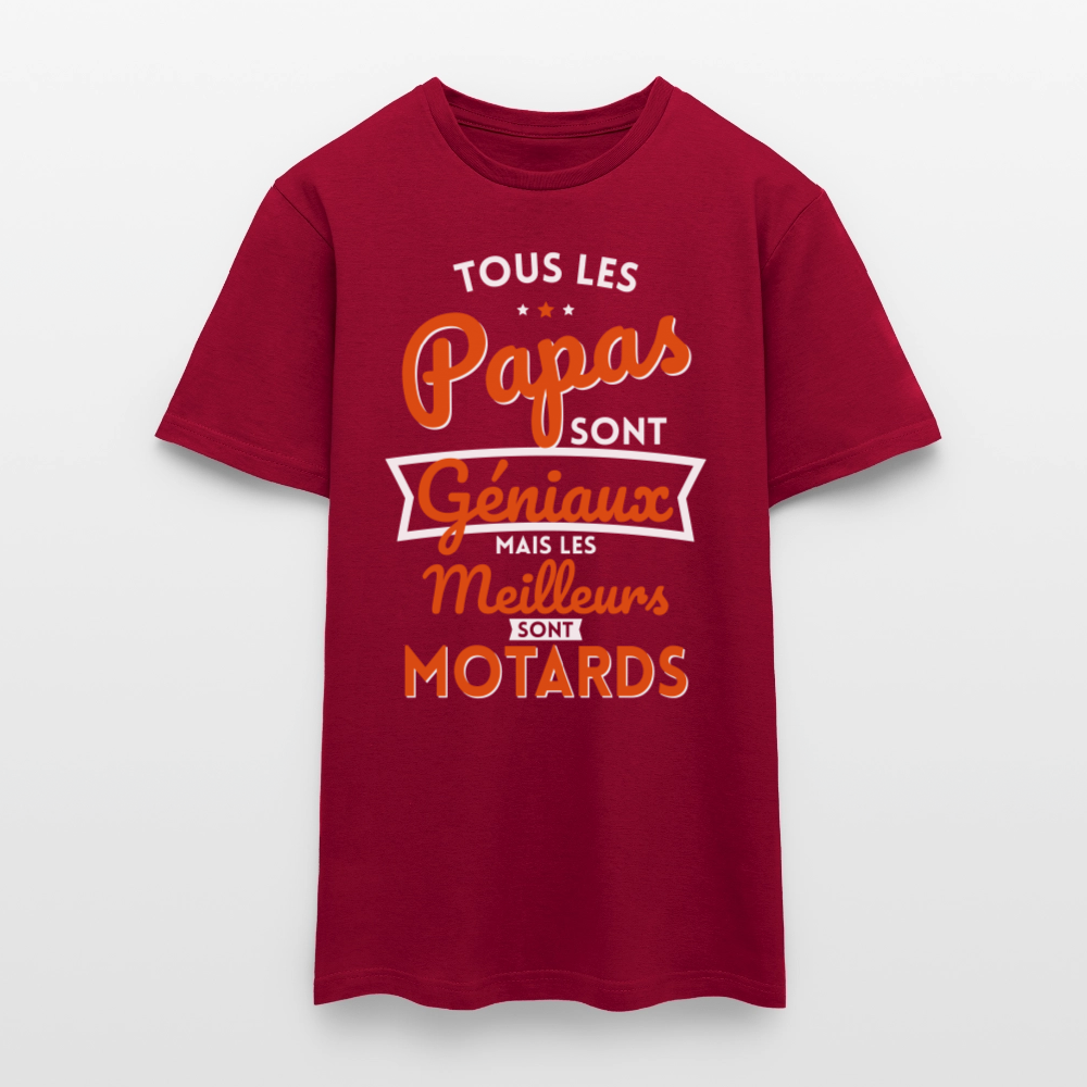 T-shirt Homme - Papas géniaux - Les meilleurs sont motards - rouge brique