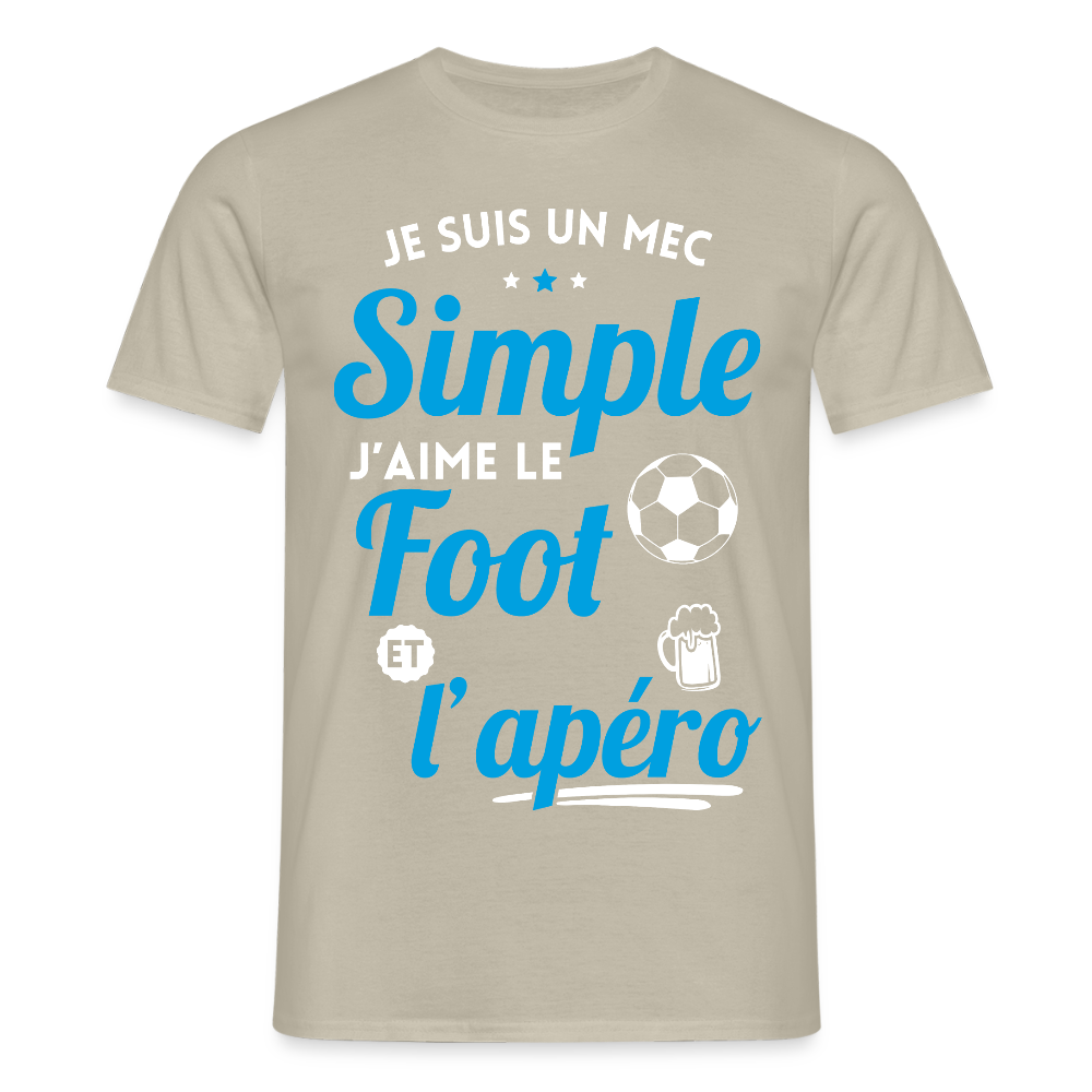 T-shirt Homme -  J'aime le foot et l'apéro - beige sable