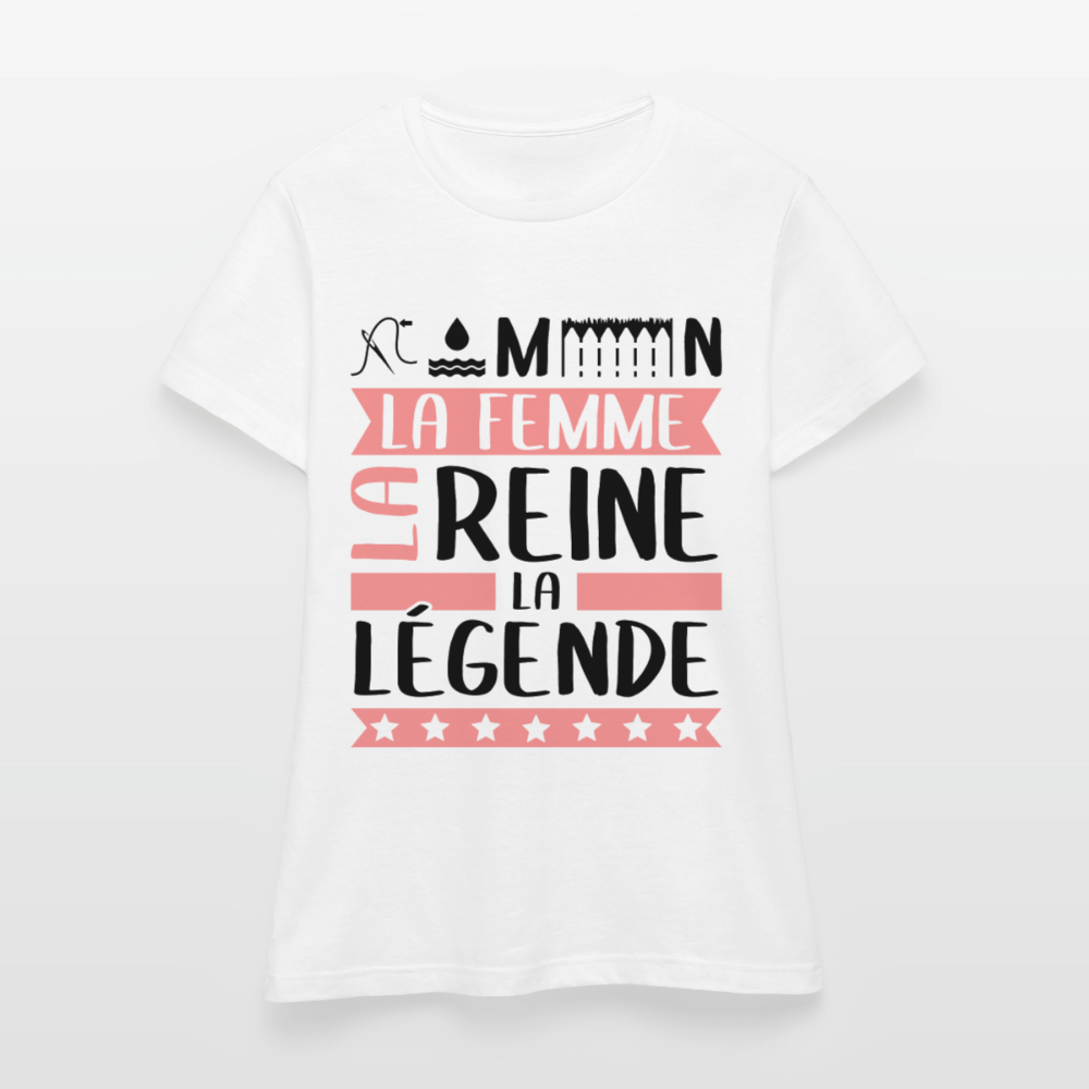 T-shirt femme coloris clair Philomène rébus – La femme, la reine, la légende - blanc