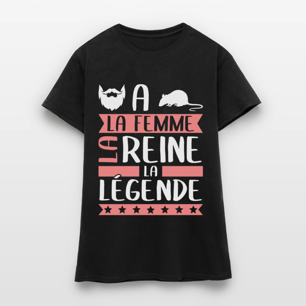 T-shirt femme Barbara rébus – La femme, la reine, la légende - noir