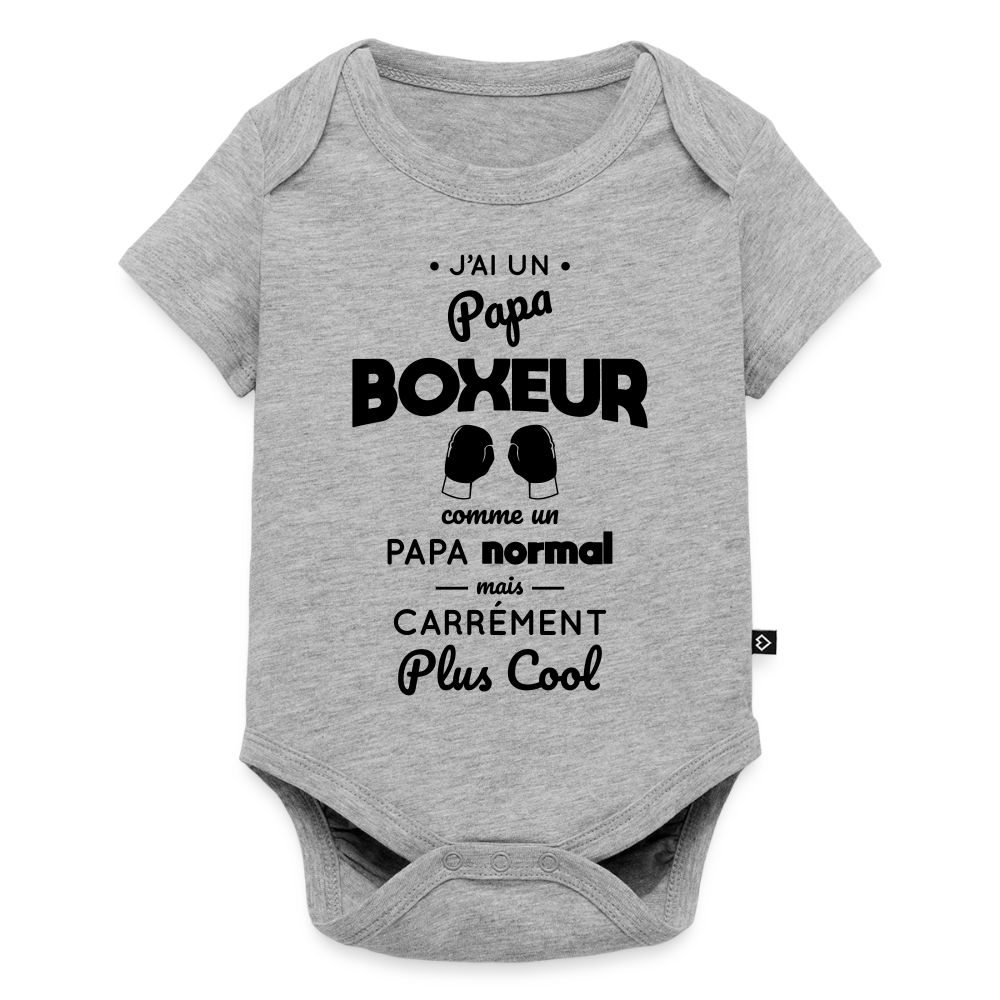 Body Bébé bio manches courtes - J'ai un papa boxeur - gris chiné
